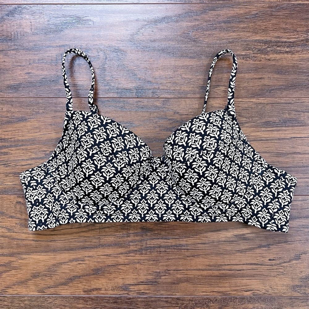 Madewell • Bustier Bikini Top black white print Tulip Tree tie back swimsuit